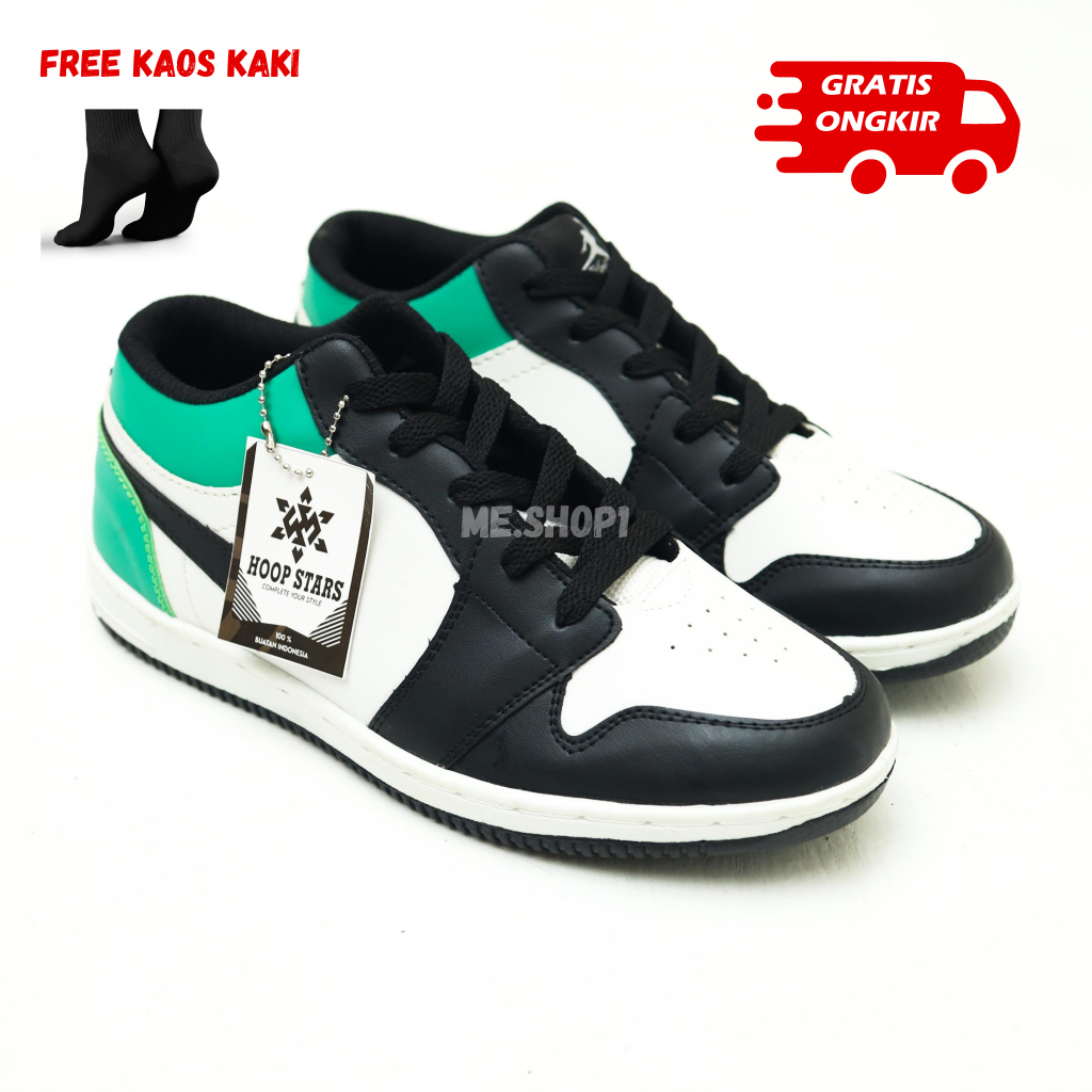 Jual Hoop Stars Sepatu Sneakers Hitam Putih dan Hijau Biru | Shopee ...