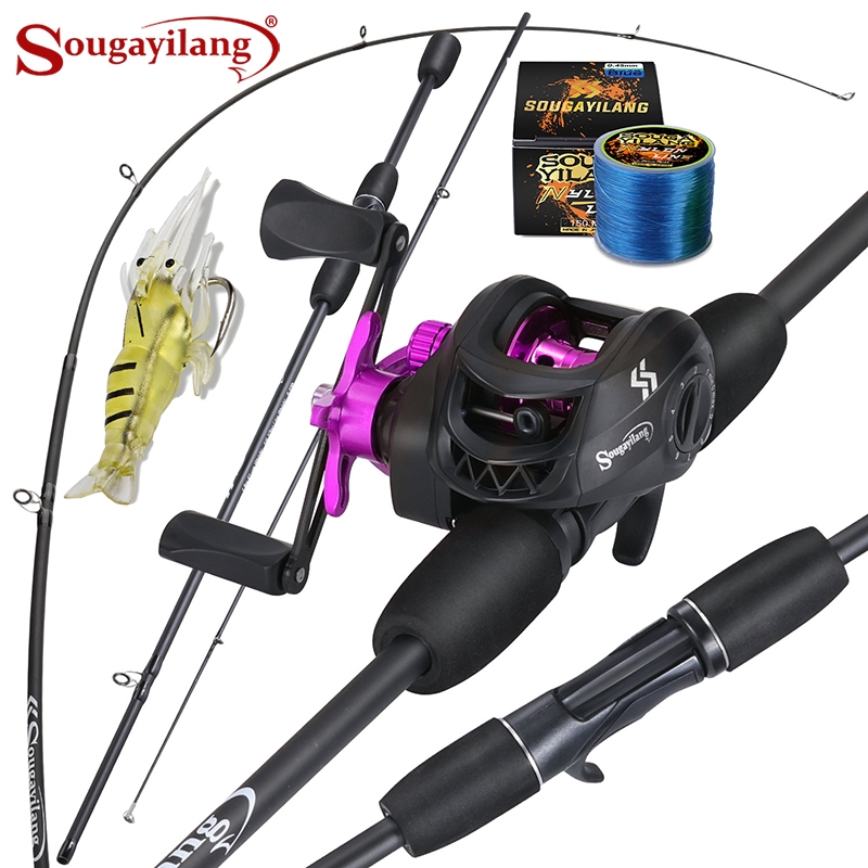 Sougayilang Joran Pancing Full Set 1.8M 5-10LB 7.2:1 Joran BC Set UL Carbon Pancingan Set Lengkap Max Drag 8KG