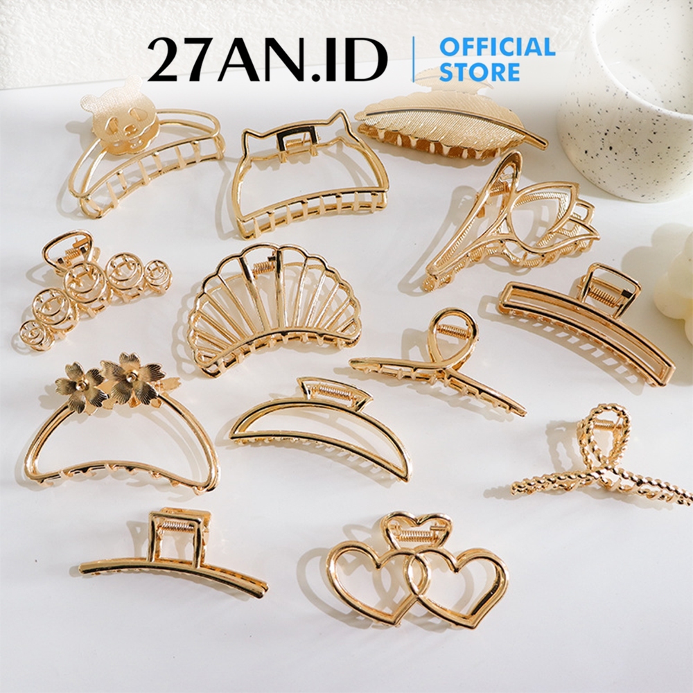 Jual (27AN.ID) Jepit Rambut H932 Vintage Gold Full Metal Aksesoris ...