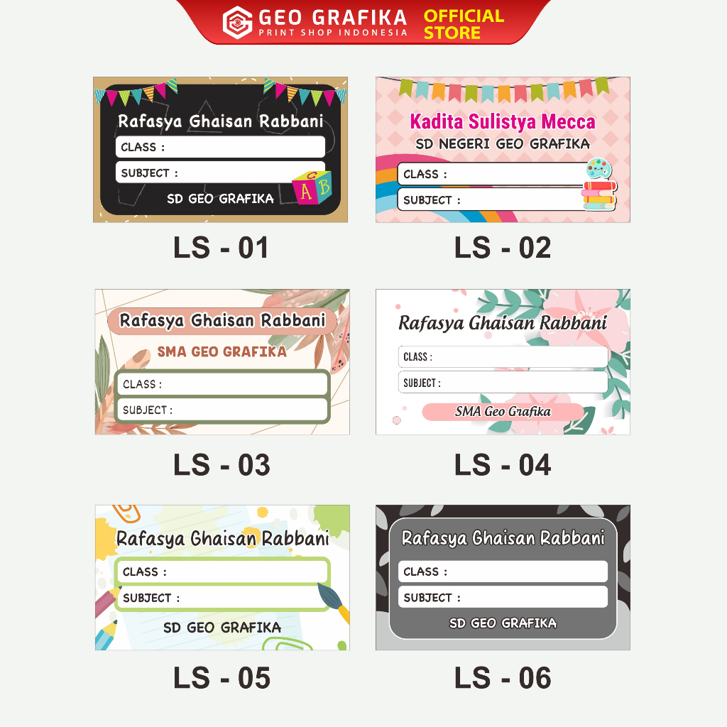 Jual Stiker Label Buku Pelajaran Custom Nama dan Sekolah - Geo Grafika ...