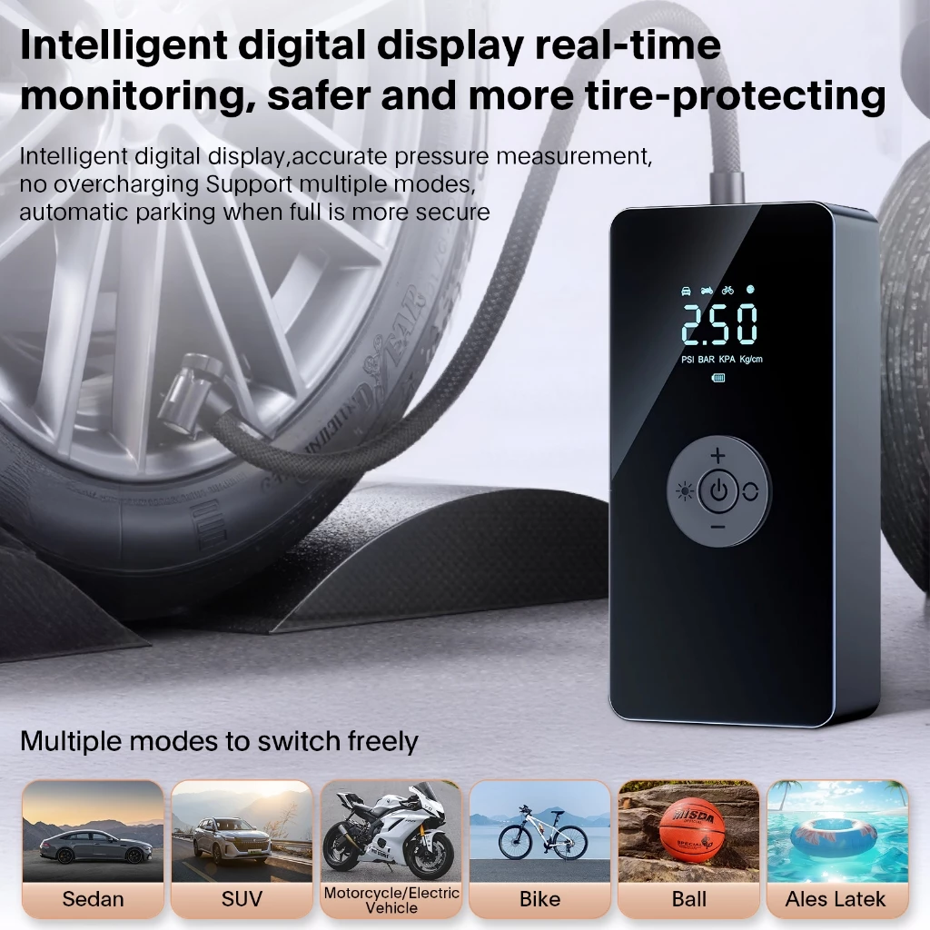 Pompa Ban Portable 150PSI Baterai 8000mAh! Amazefan Tire Inflator