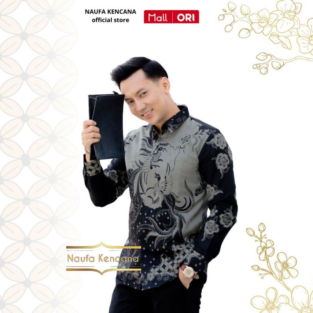 Jual NAUFA KENCANA Baju Kemeja Batik Cowok Lengan Panjang Atasan Batik ...