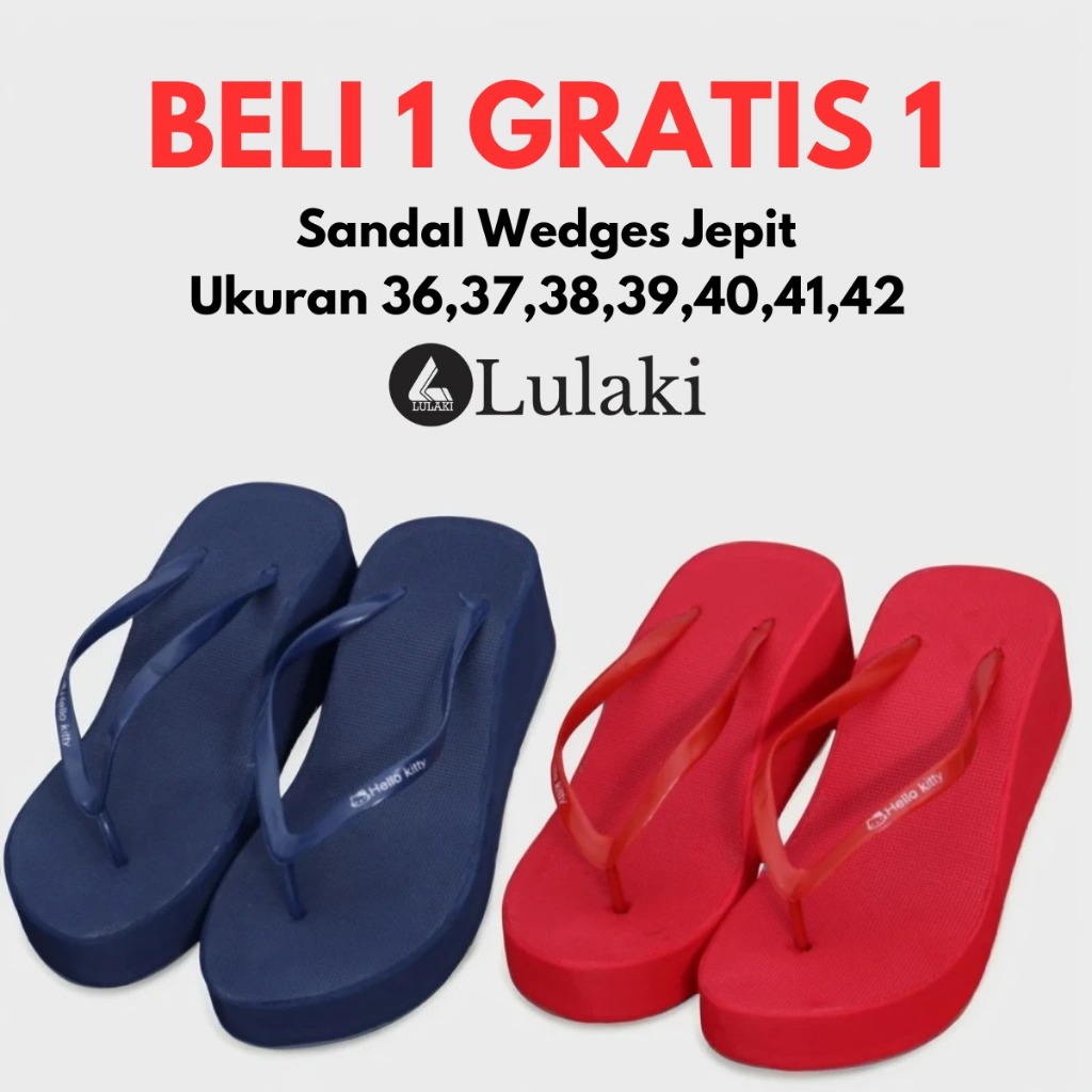 Jual Sandal Wedges Jepit Wanita Dewasa Ukuran 36-42 Bahan Spons