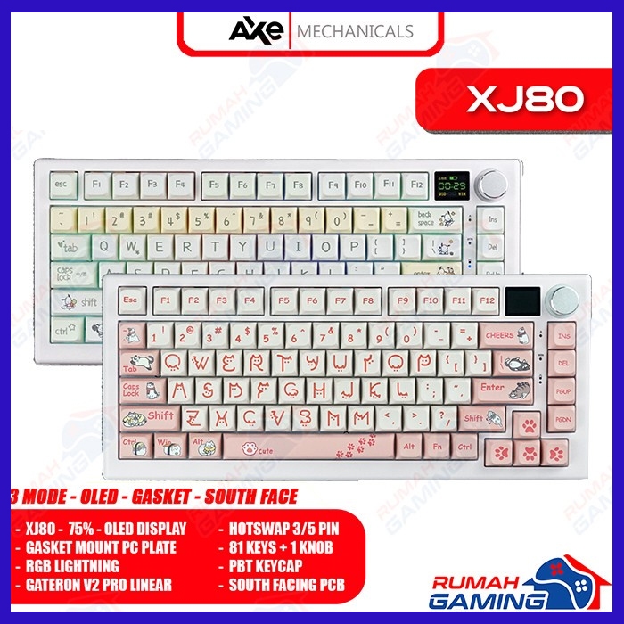 Jual AXE MECHANICALS - XJ80 - 75% - Oled - Gasket - Rgb - Full Keyboard ...