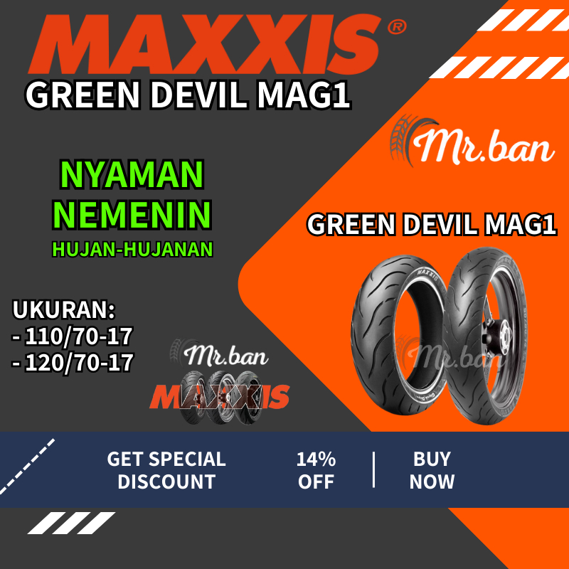 Jual BAN LUAR MOTOR GREEN DEVIL MAG1 MAXXIS UKURAN RING 17 TUBELESS TL ...