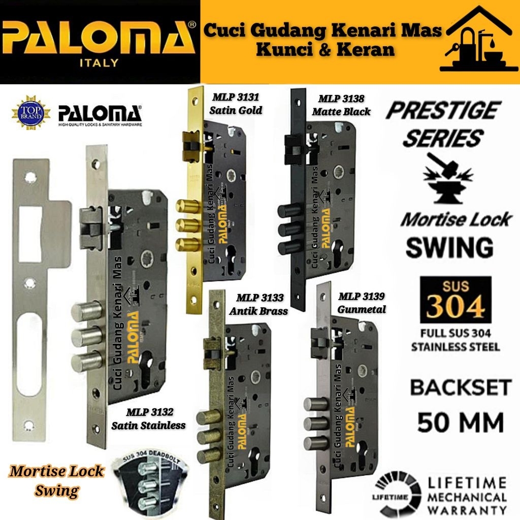 Jual Mortise Lock PALOMA Lockcase Body Badan Kunci Pintu Engkol Swing ...