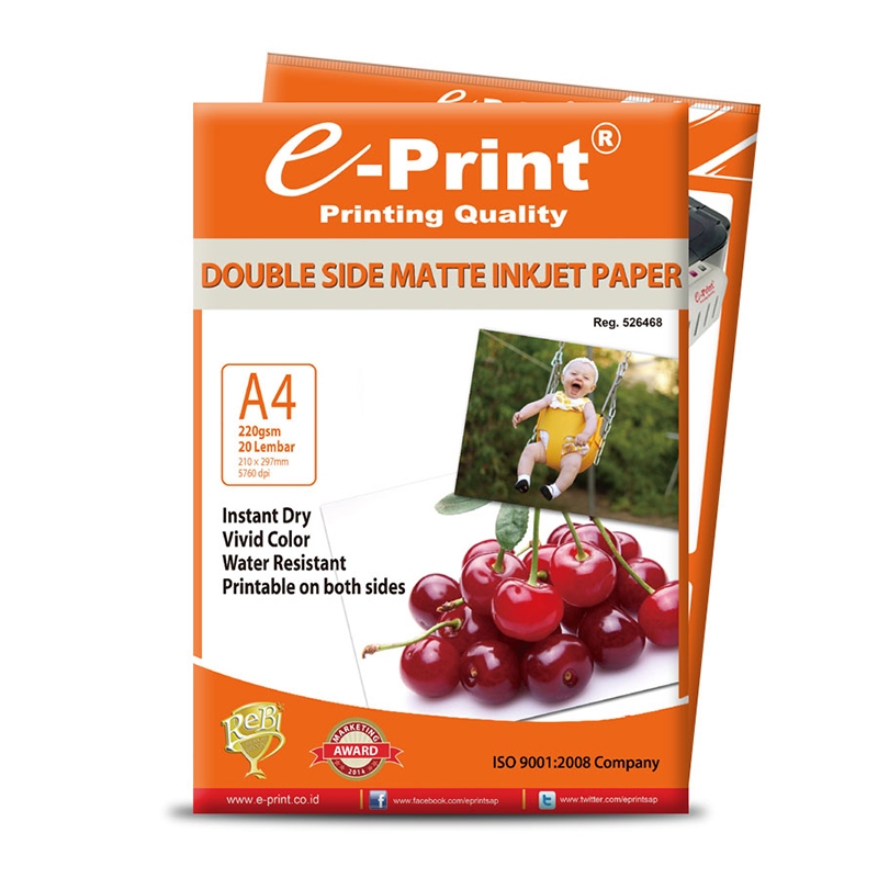 Jual Kertas e-Print Double Side Matte Inkjet Paper A4 220 gsm Ekonomis ...