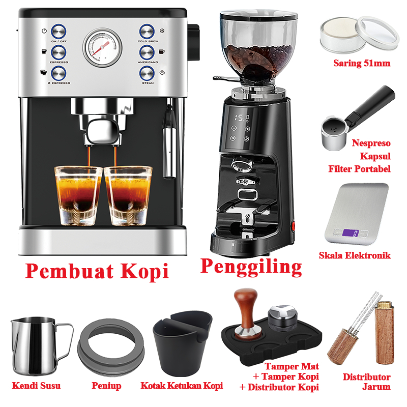 ✅ LAHOME In Cold/Hot Brew Mesin 900W Pembuat Kopi Espresso Milk Frother  Wand Steamer 20 Bar Pemanasan Cepat Rich Crema Espresso Coffee Machine
