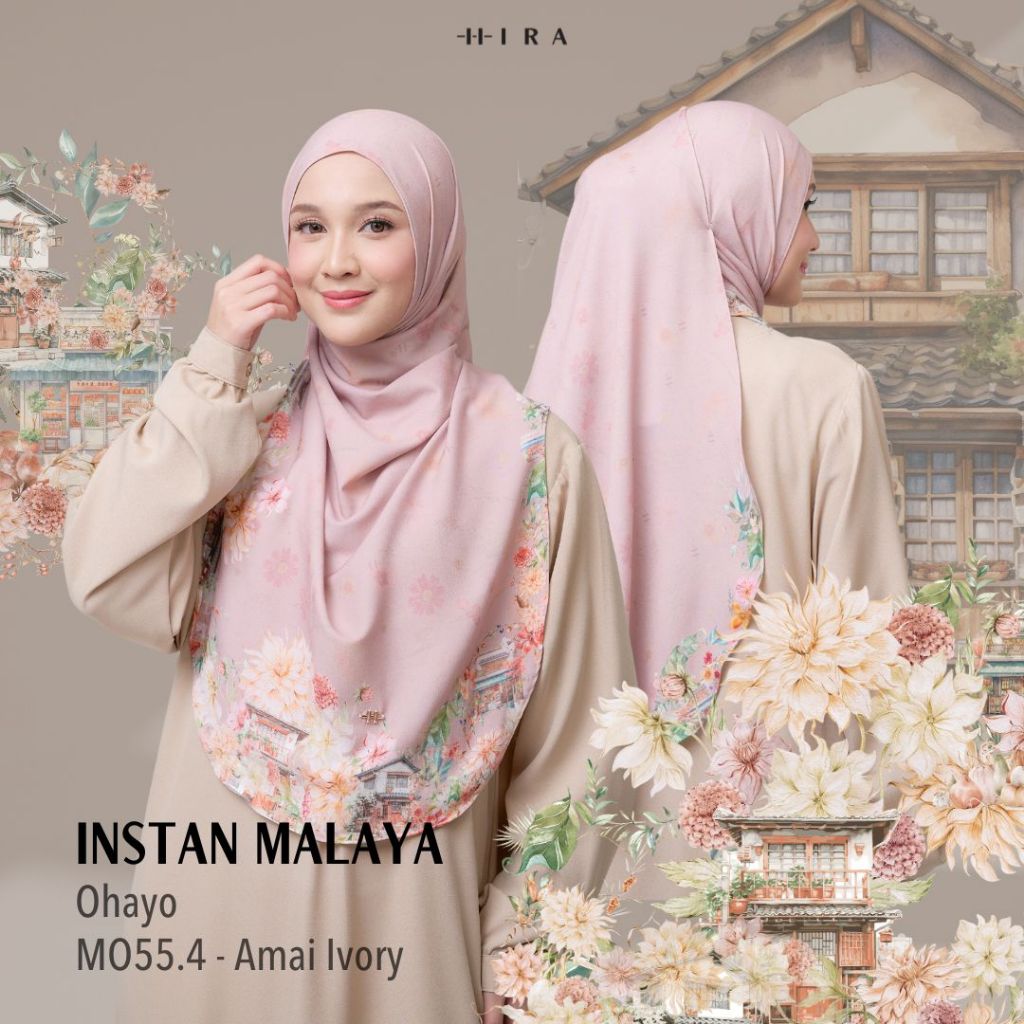 HIRA Instan Malaya Ohayo Hijabwanitacantik Pashmina Jilbab Motif Jepang