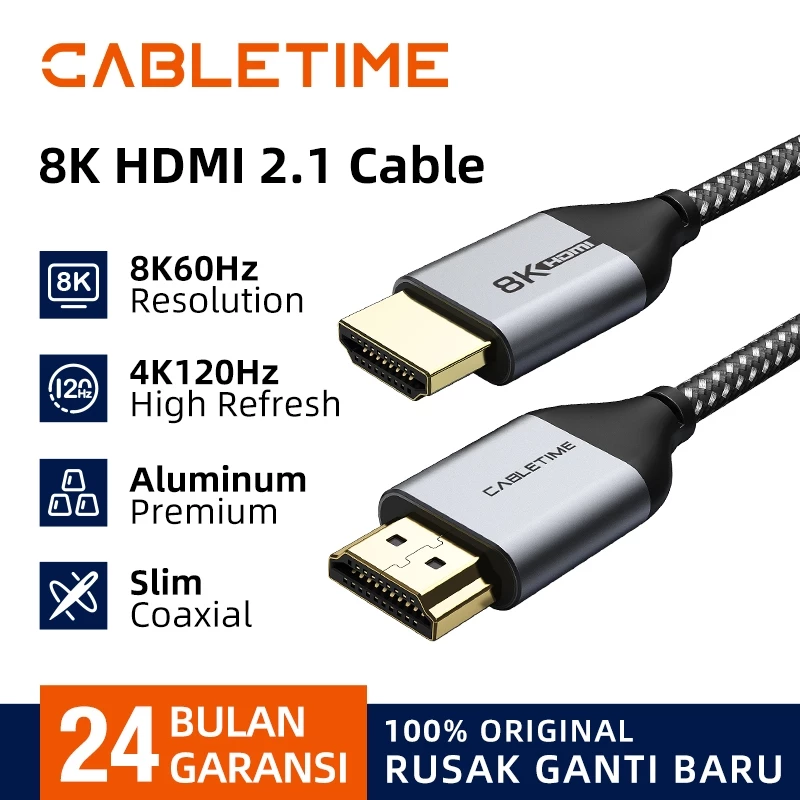 CABLETIME Kabel HDMI 8K 2.1 High Speed Quality UHD HDR eARC Premium Quality