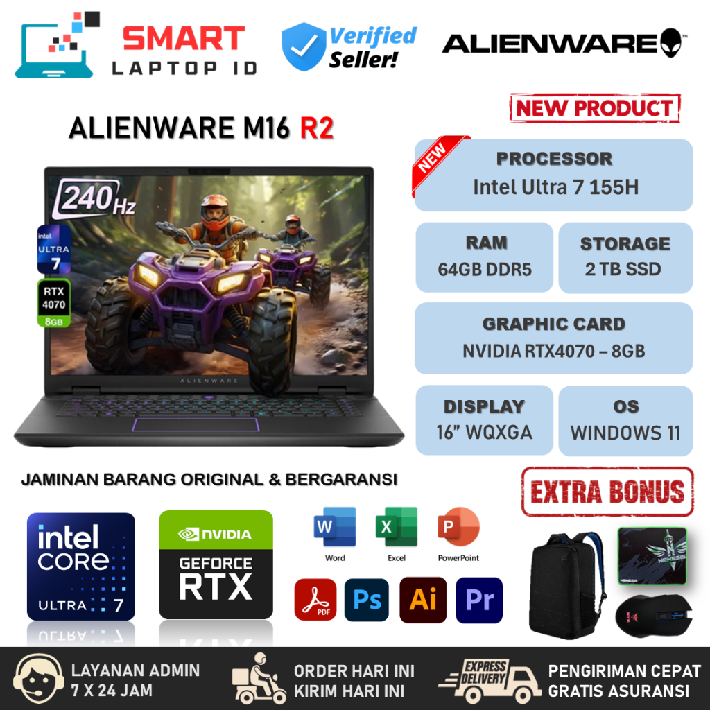 Jual DELL ALIENWARE M16 R2 Intel Ultra 7 155 RAM 64GB 4TB SSD RTX4070 ...
