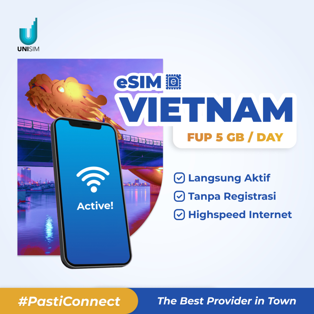 Jual Unisim eSIM Vietnam Unlimited (FUP 5gb/day) | Shopee Indonesia