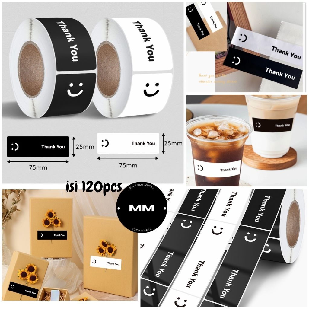 Jual isi 1roll 500pcs stiker thank you / stiker tq / stiker box ...