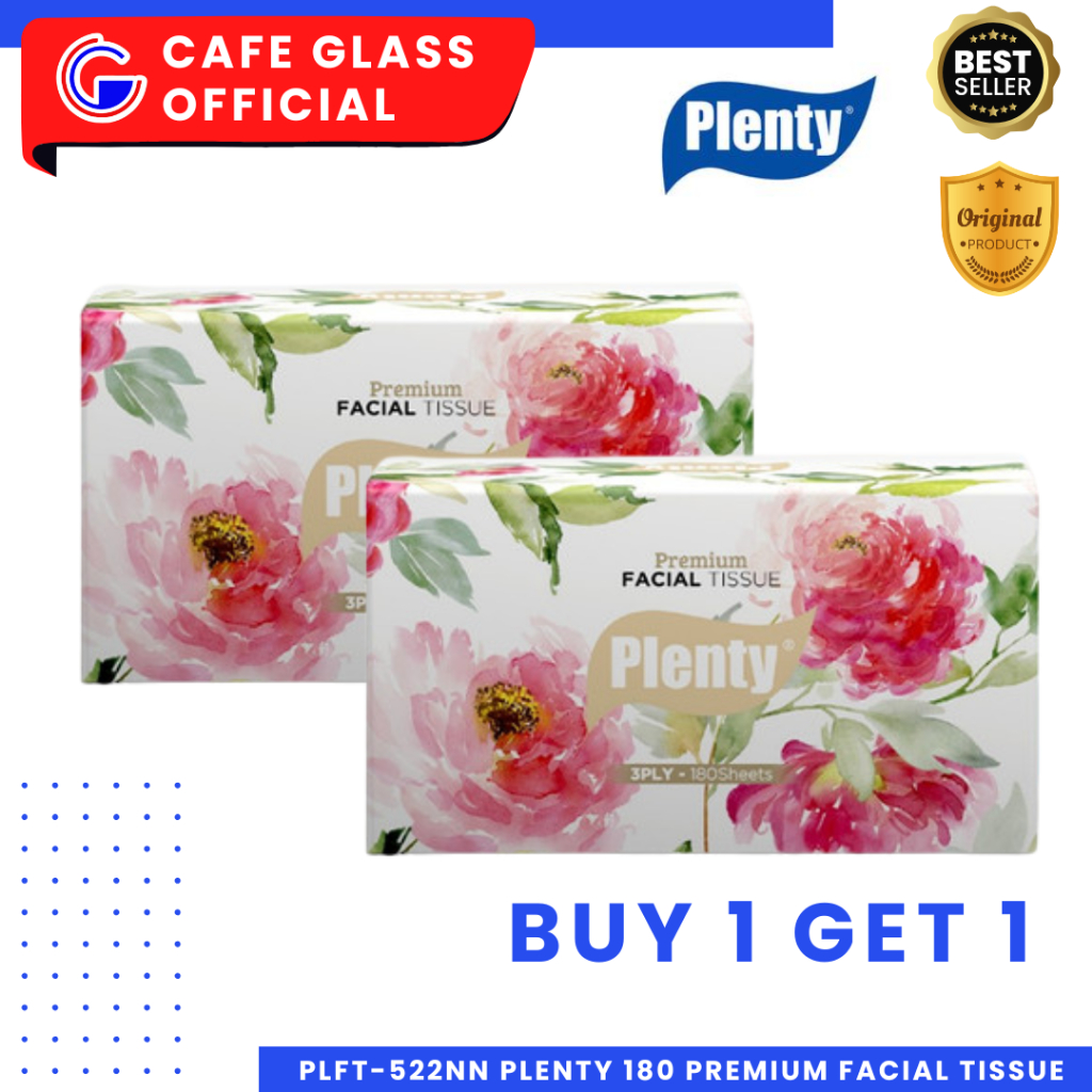 Premium Facial Tissue - Tisu Wajah Lembut Tebal 3 Ply - Tissue Plenty 180 Sheets Buy 1 Get 1