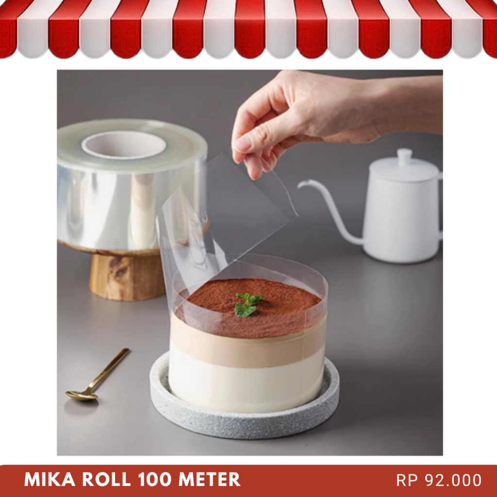 Jual 100 METER Plastik Mika Roll Pinggiran Kue Mika Pengerat Roll Cake ...