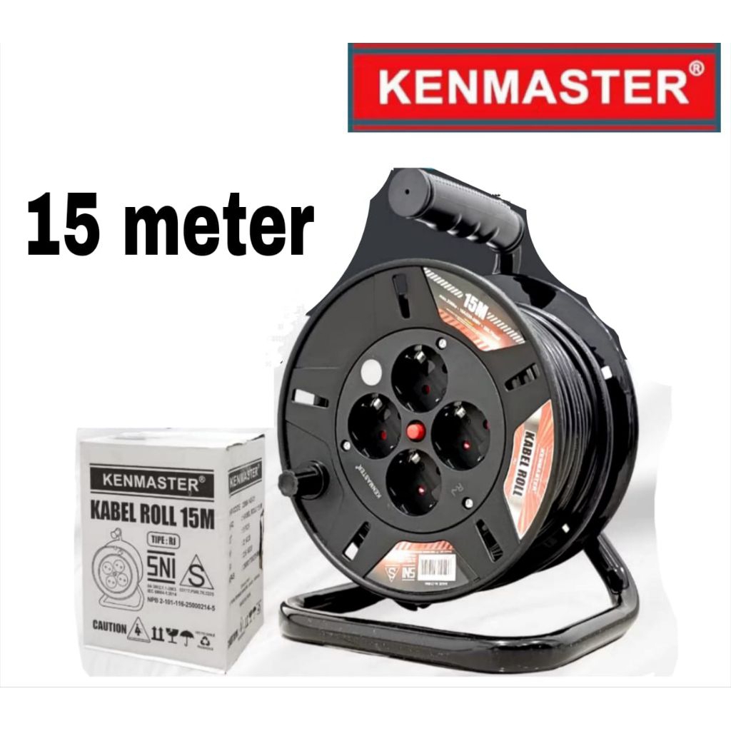 Jual KABEL ROLL KENMASTER 15 Meter 4 LUBANG SNI/ KABEL GULUNGAN 15 M ...