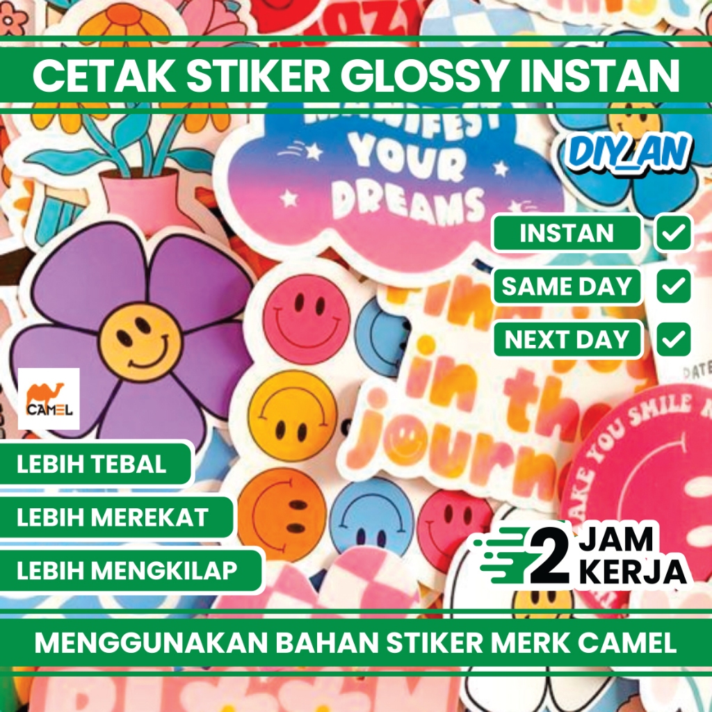 Jual CETAK STICKER GLOSSY CUSTOM FREE CUTTING DIECUT & KISSCUT | Shopee ...