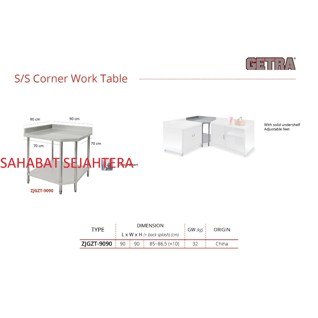 Jual GETRA Corner Work Table ZJGZT-9090 Minimalis Modern Meja Kerja ...