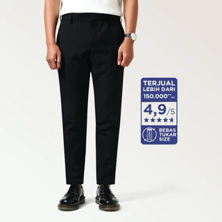 Froyemul DEEP BLACK TROUSERS | Celana Bahan Formal Pria Slim Fit