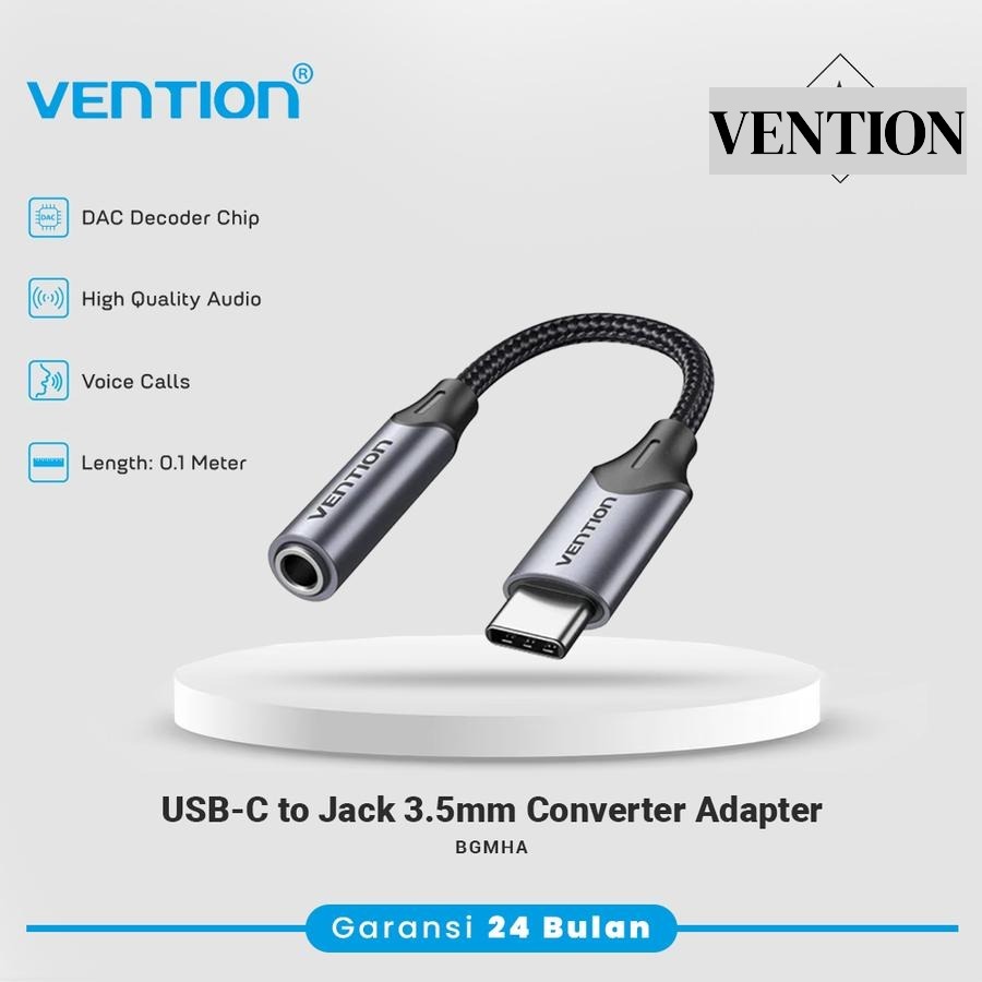 Jual Vention Converter USB-C to Jack 3.5mm Aux Adapter DAC Chip BGMHA ...