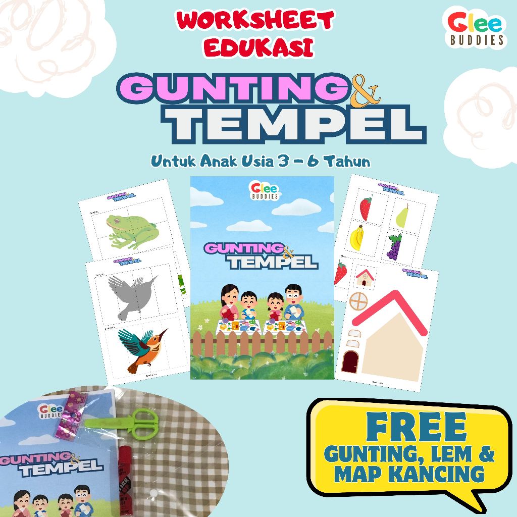 Jual Worksheet Edukasi Gunting & Tempel – Lembar Aktivitas Anak Usia 3 ...