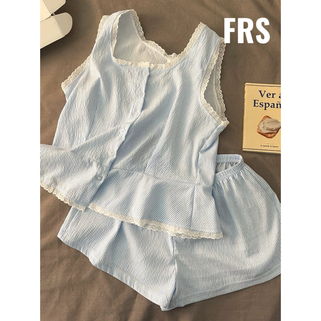 Jual Pakaian Dalam Wanita Striped Vest Dengan Rumbai Leher | Pajamas ...