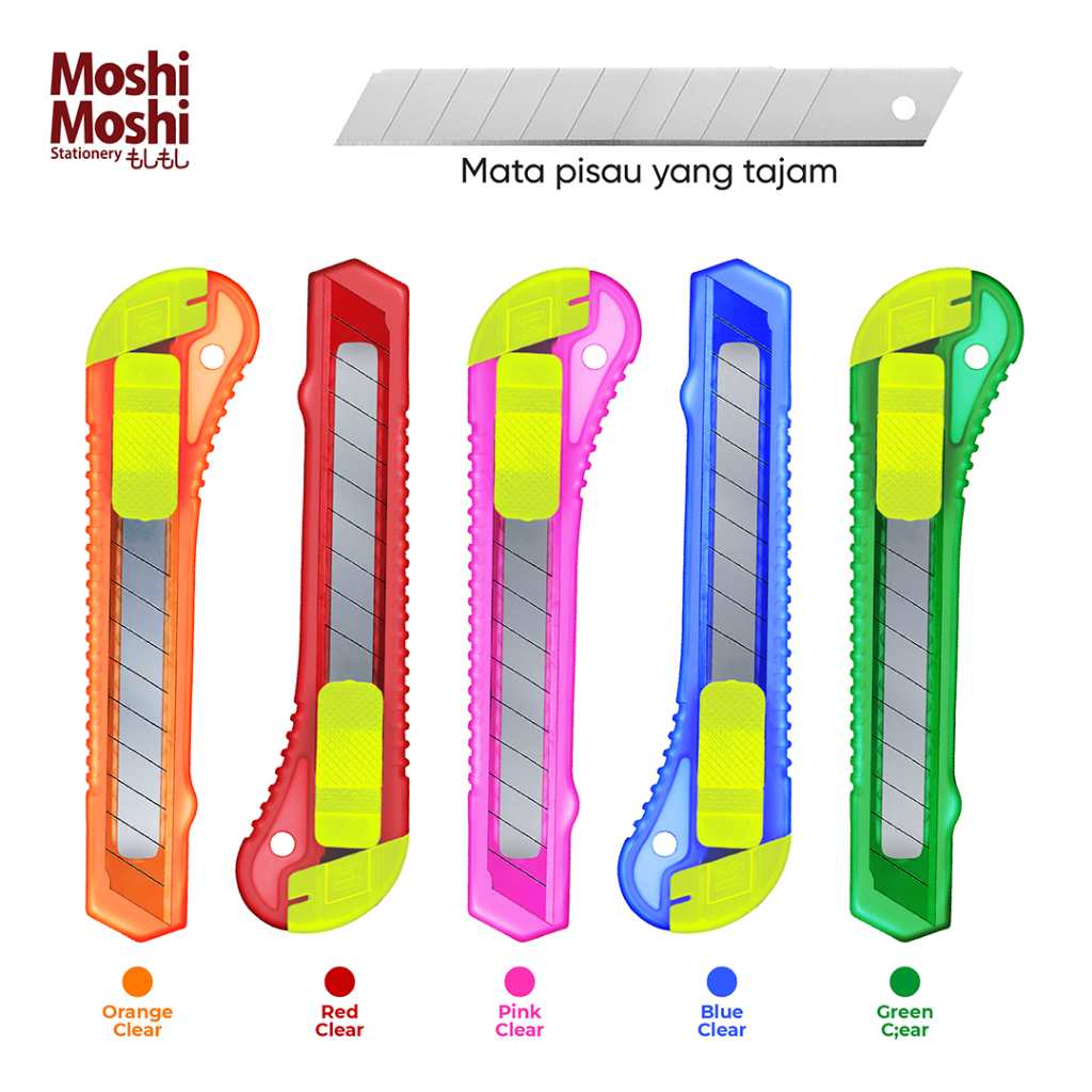 Jual Paper Cutter Moshi Transparent Color Pisau Kertas Tajam Warna ...