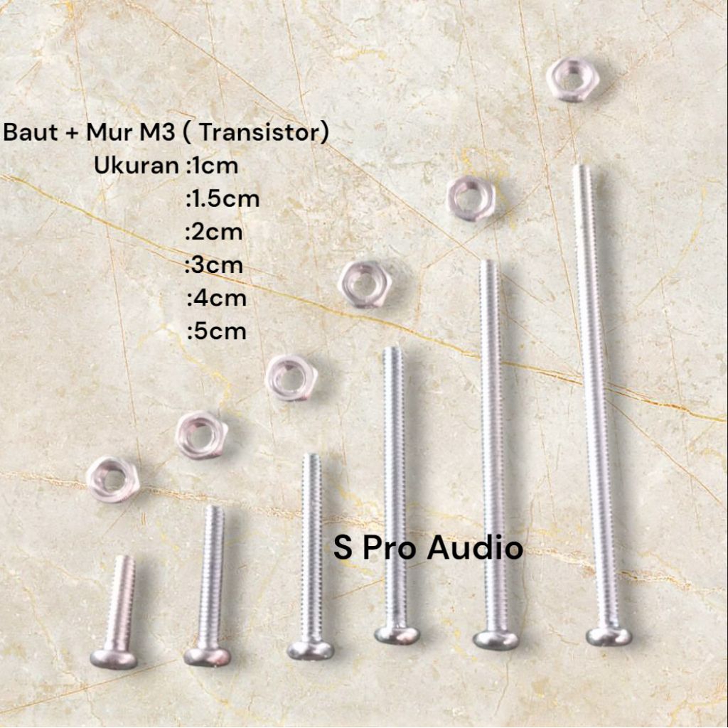 Jual Baut + Mur Transistor final baut M3 Baut 1cm baut 1.5cm baut 2cm ...
