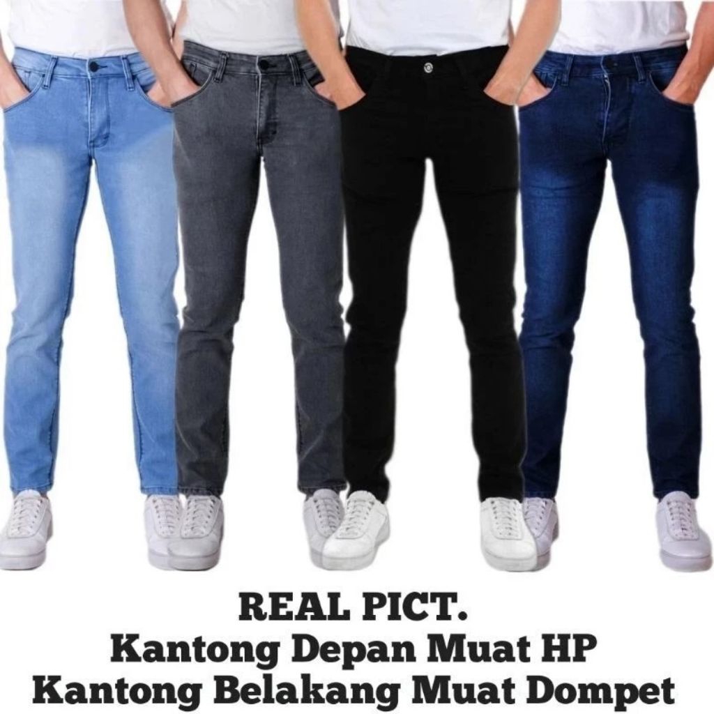 Jual Celana jeans pria Bahan streach melar pensil Slimfit cowok panjang