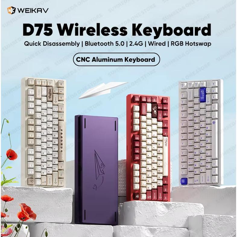 Jual Weikav D75 Mechanical Keyboard Full Alumunium Three Mode | Shopee ...