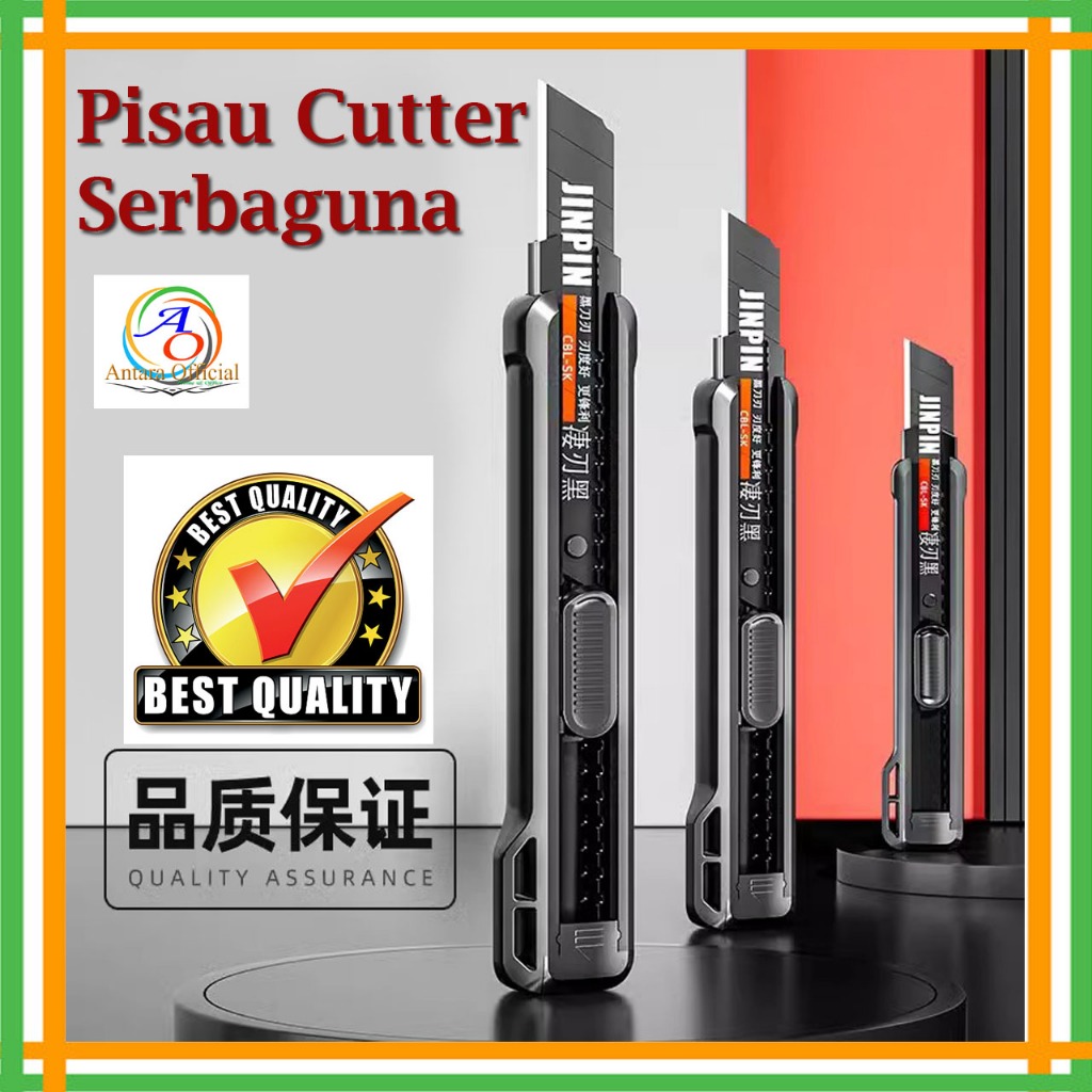 Jual Pisau Cutter Multifungsi Bilah Hitam Baja karbon Tahan Air Jinpin ...