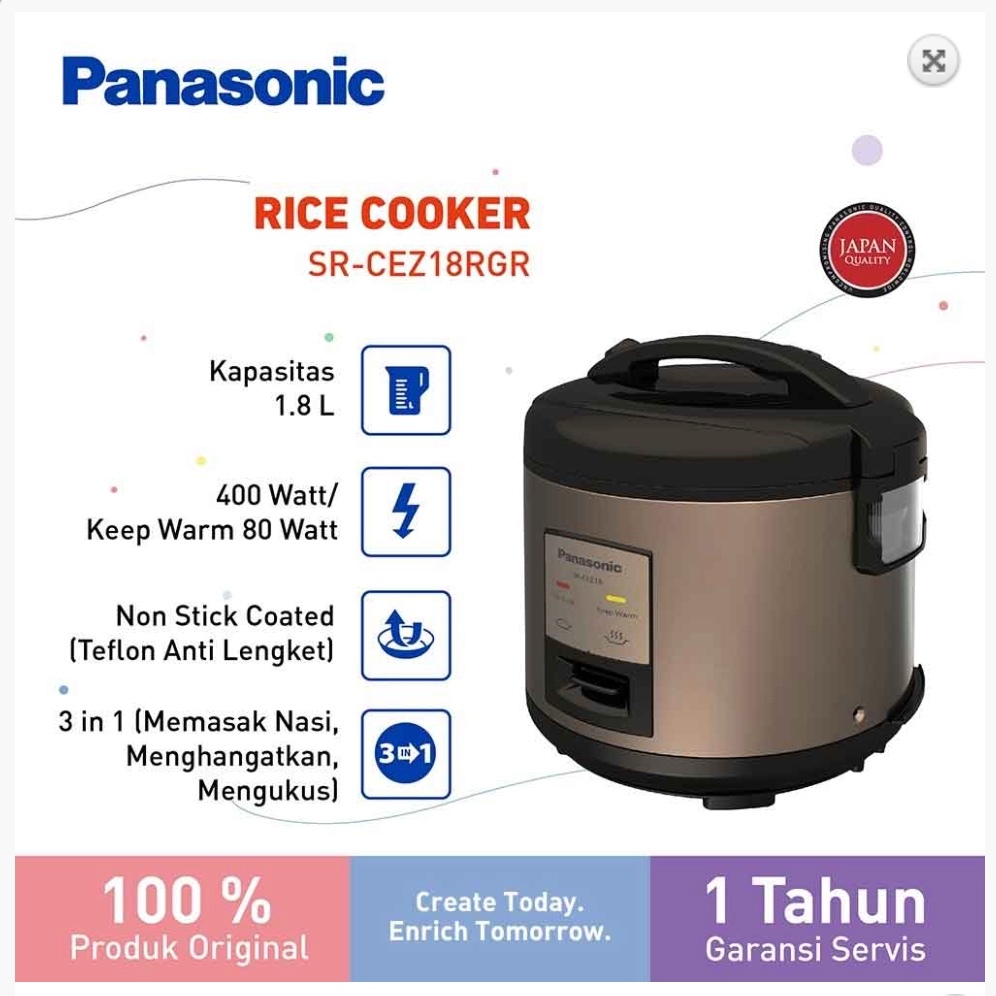 Jual PANASONIC RICE COOKER SR-CEZ18 ROSE GOLD | Shopee Indonesia