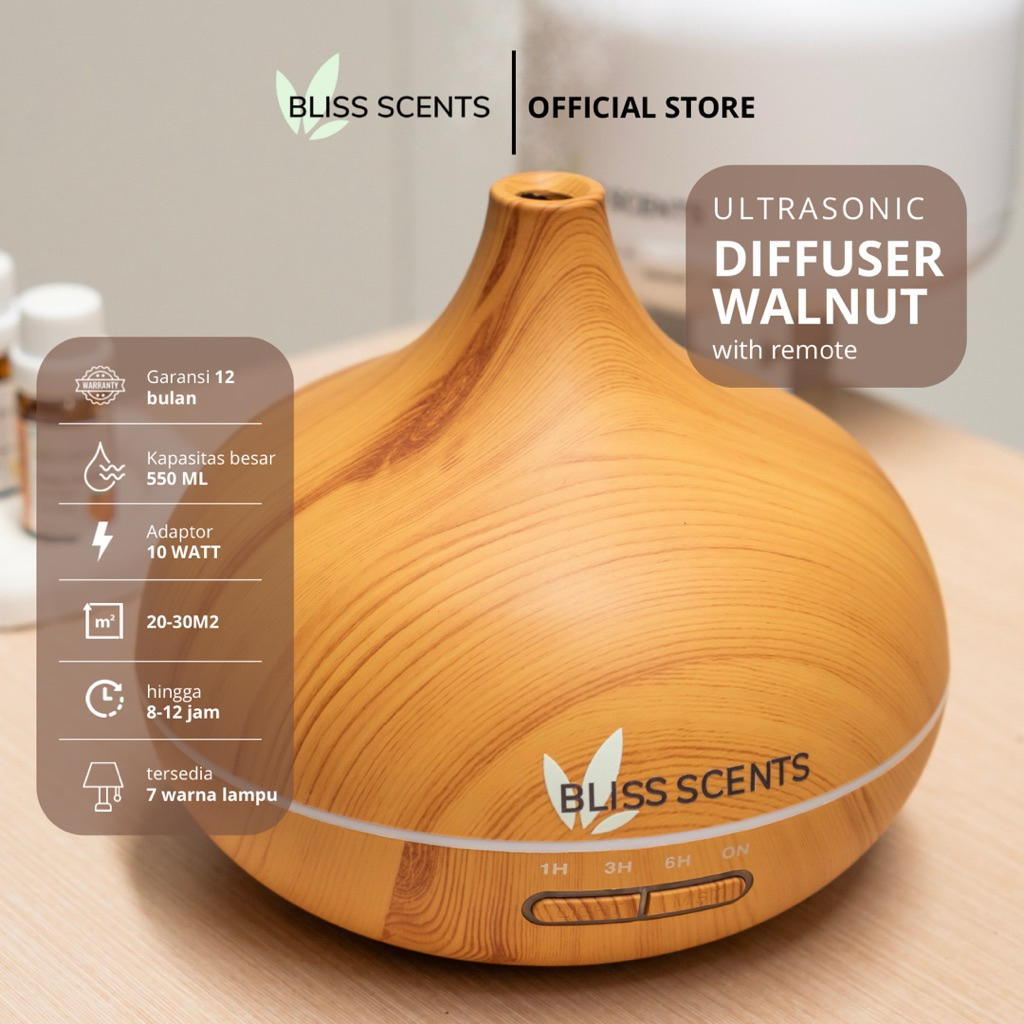 Jual BLISS SCENTS Aromaterapi Diffuser WALNUT Ultrasonic Essential Oil ...