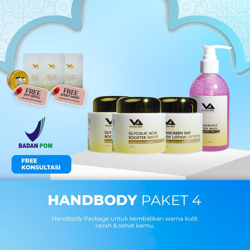 Jual NEW PAKET HANDBODY 4 (FREE POT REFIIL & FREE SHEET MASK) | Shopee ...
