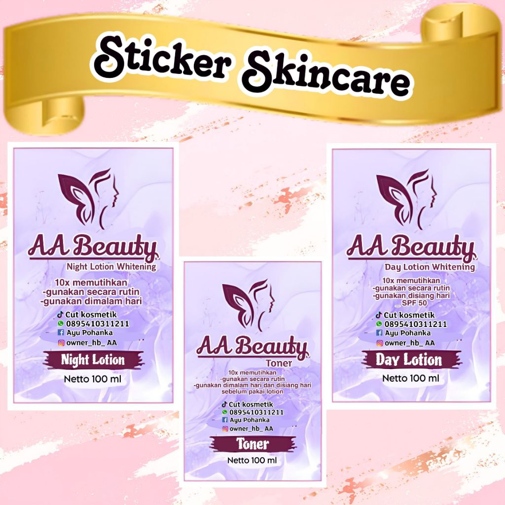 Jual (ISI 100 PCS) STICKER HB HANDBODY LOTION CUSTOM NAMA | Shopee ...