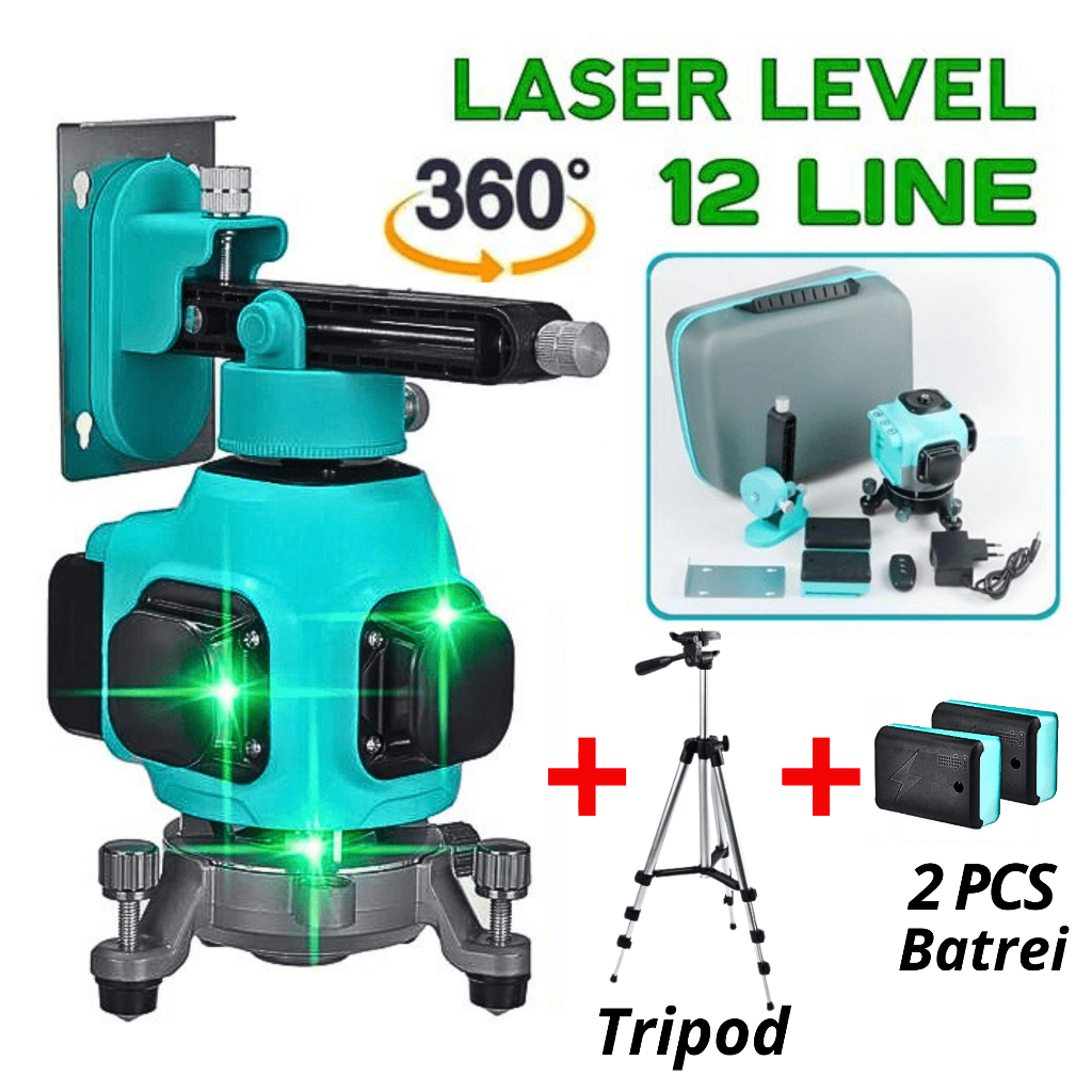 Jual PAKET LENGKAP Laser Level Self Leveling 12 Line + Tripod Leveling ...