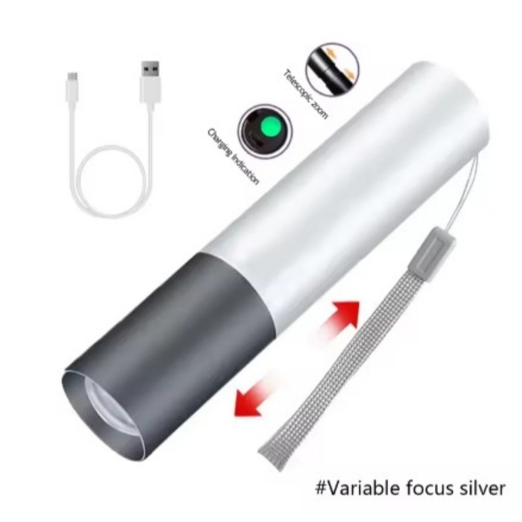 Jual Senter 3 Lighting Mode Mini LED Flashlight USB Rechargeable ...