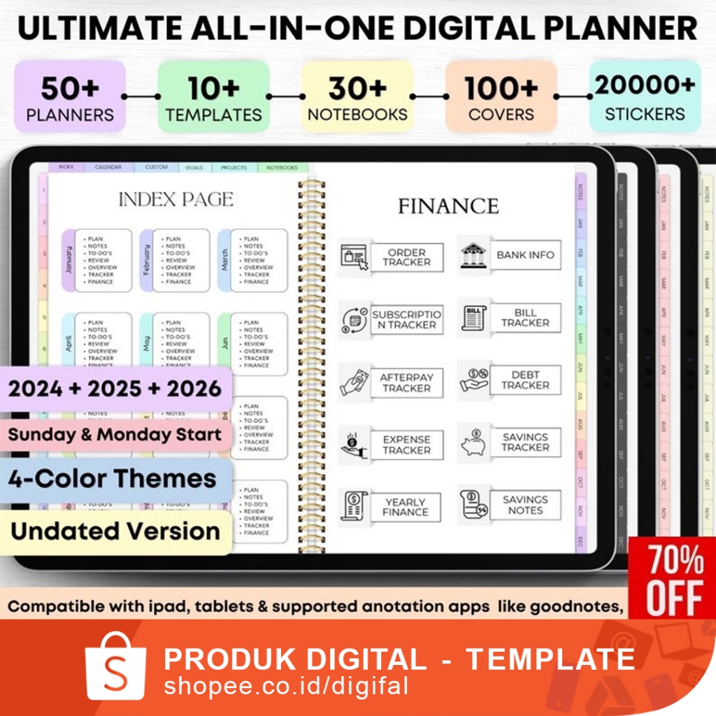 Jual Digital Planner tahun 2025 & 2026 dan Undated - Super Lengkap ...