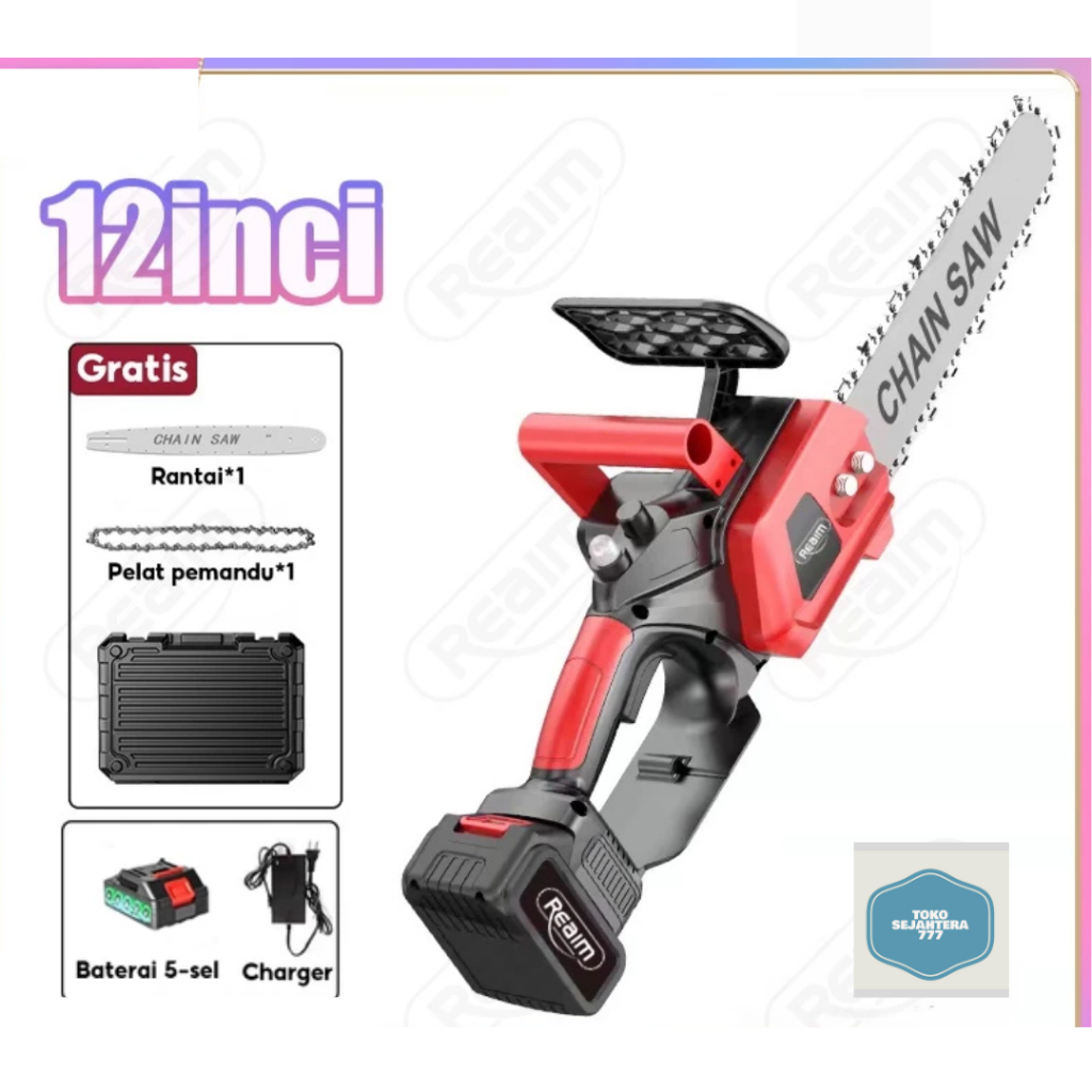 Jual Reaim Chainsaw Gergaji 1 Baterai Cordless - Gergaji Pemotong Kayu ...