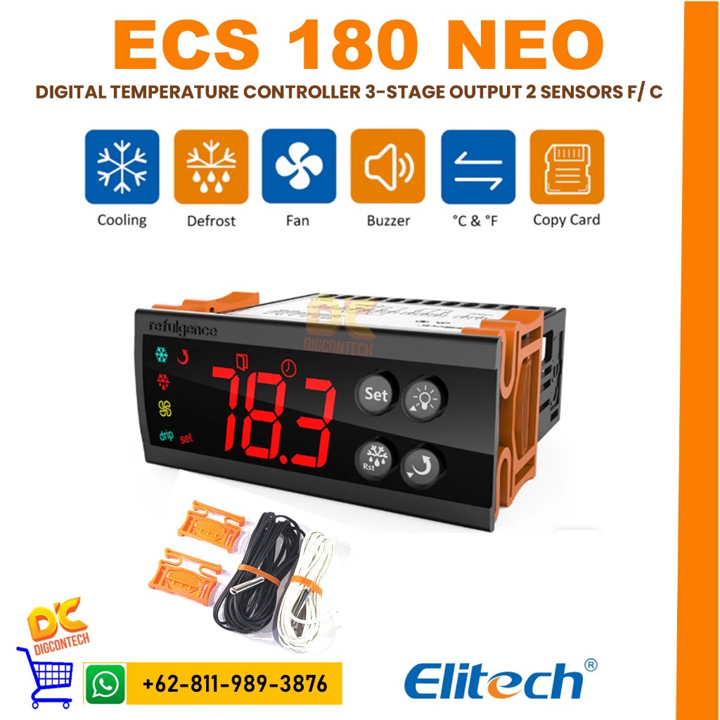 Jual Elitech ECS 180 Neo Digital Temperature Controller 3-Stage 220V ...
