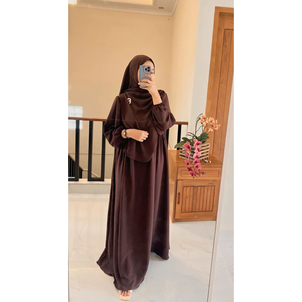 Luna Set Syar'i Pashmina Gamis Crinkle Premium