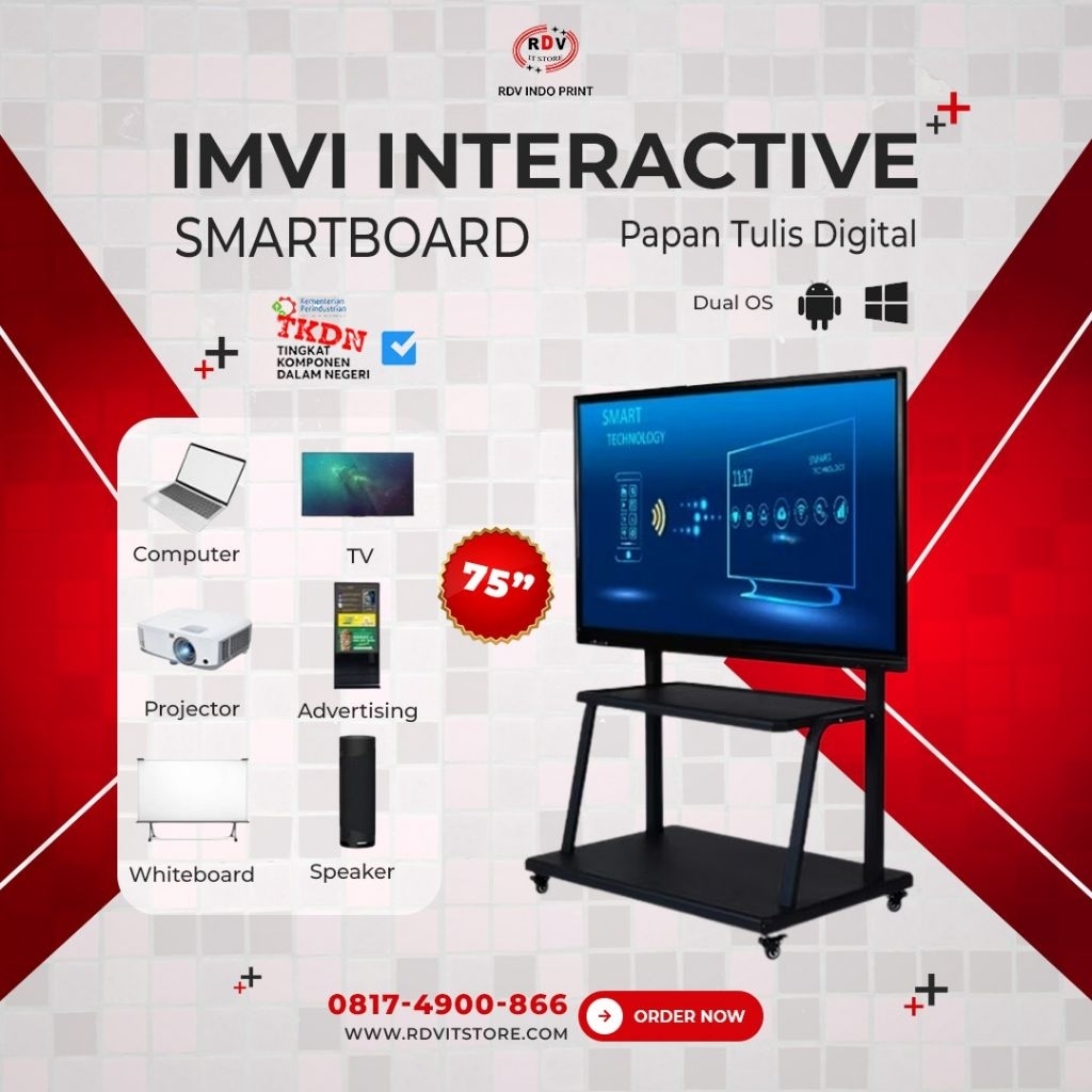 Jual Smartboard Interactive Flat Panel 75 Inch + Standing Bracket ...
