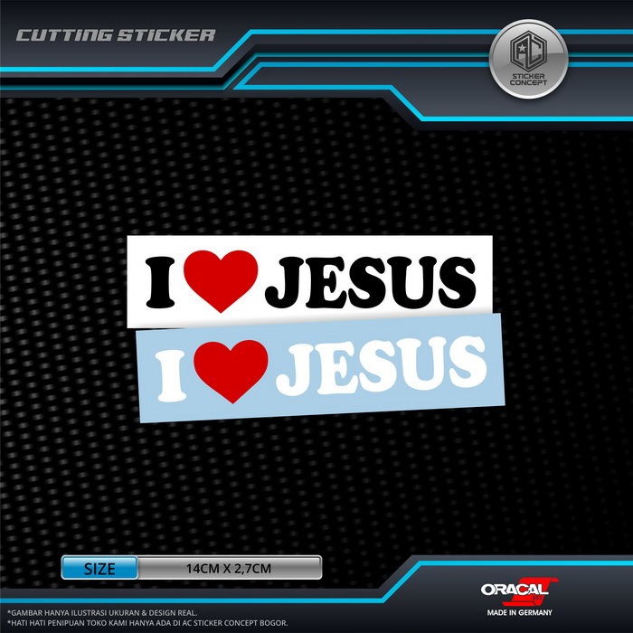 Jual Sticker Cutting I love Jesus Yesus M1 Stiker Untuk Kaca Body Mobil ...