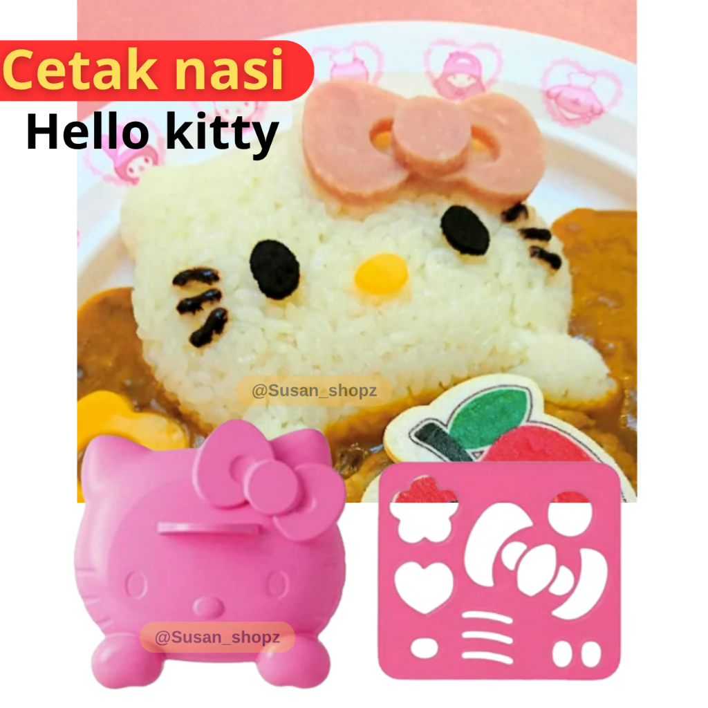 Jual Rice Mold Hello kitty 1 Set dengan Alat Cetak | Shopee Indonesia
