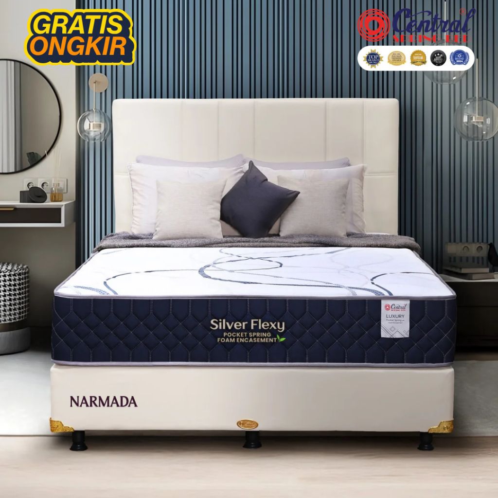 Jual KASUR SPRINGBED CENTRAL SILVER FLEXY FOCKET SPRING FOAM ENCASEMENT ...