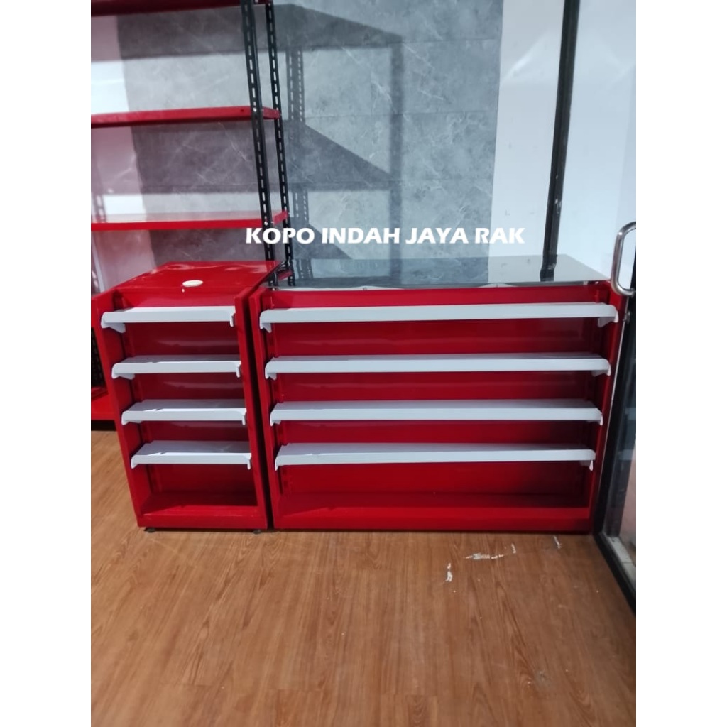 Jual Meja Kasir Lurus & L minimarket | Rak Backwall Rokok / Etalase ...
