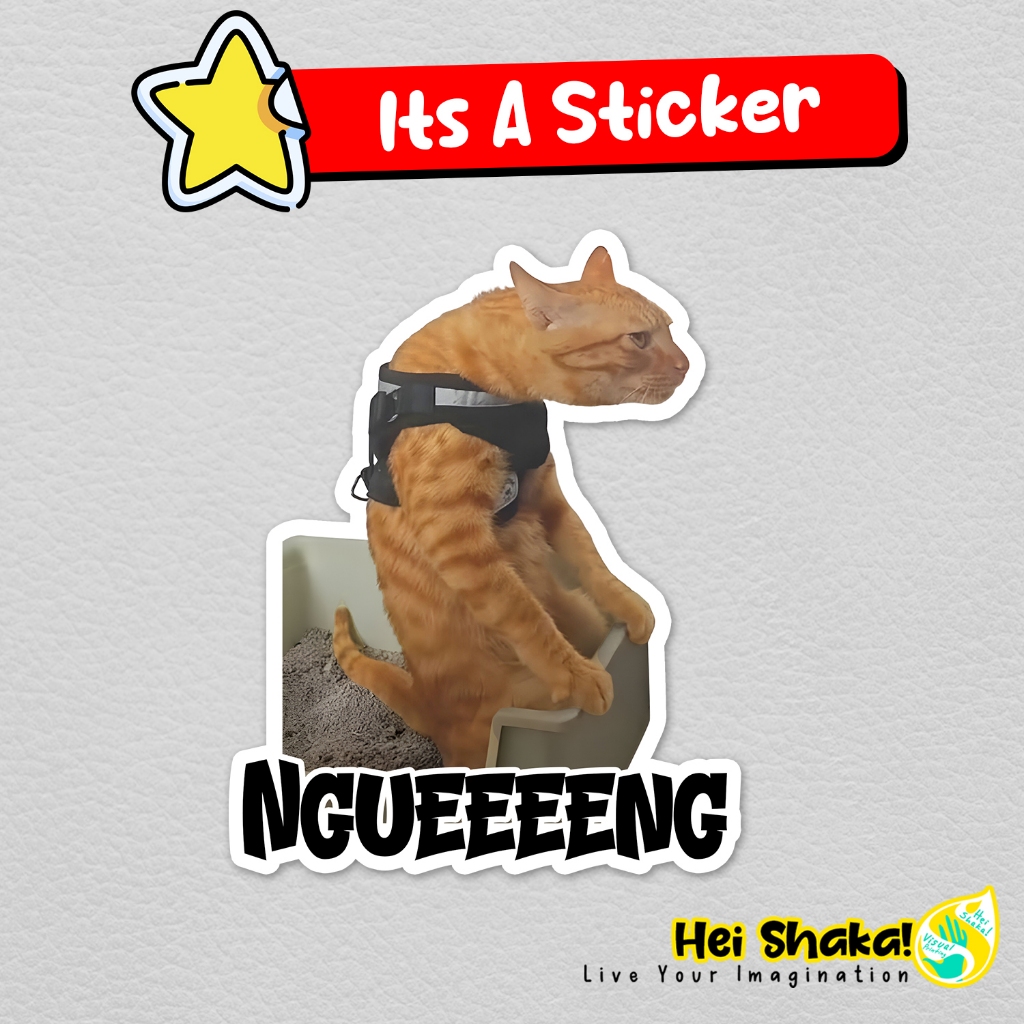 Jual Stiker Oyen Ngueng Berak Sticker Meme Kucing Oren Lucu Vinyl Anti ...