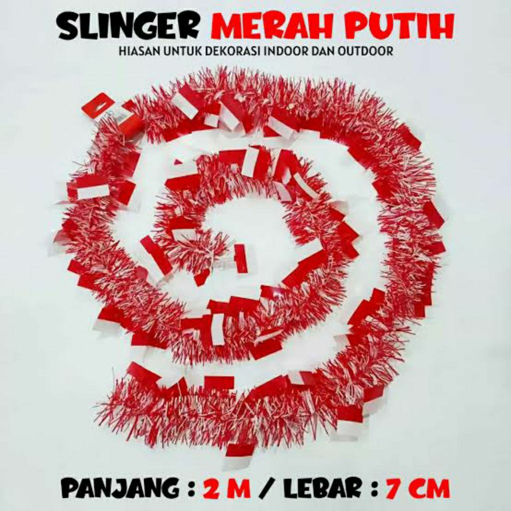 Jual ( 2 Meter ) Slinger Rumbai Bendera Merah Putih 17 Agustus Hiasan ...