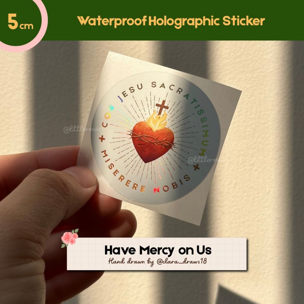 Jual Stiker Katolik Waterproof - Hati Kudus Yesus | Vinyl Hologram Anti ...