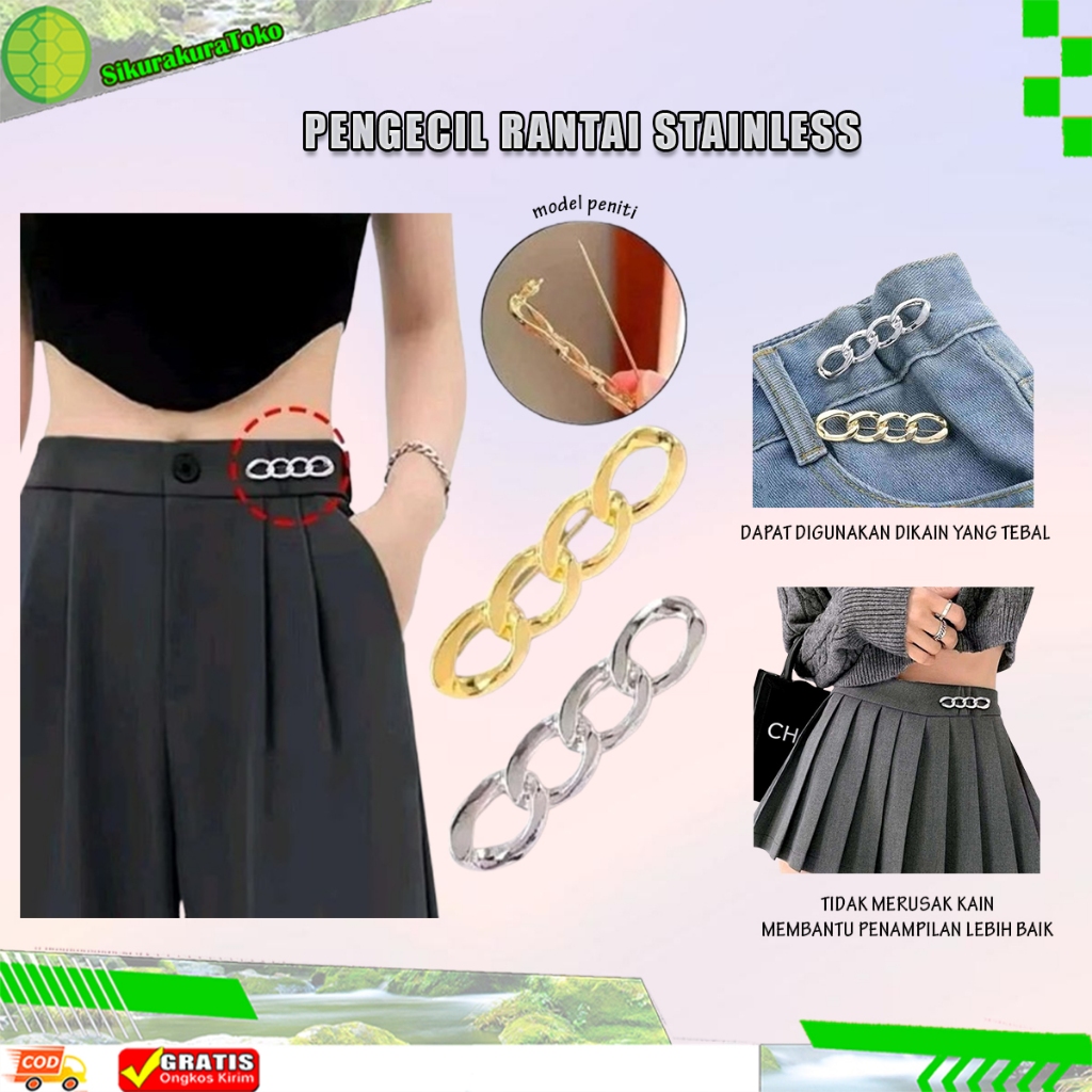 Jual (sko) Pengecil Peniti Rantai Stainles Penjepit Celana Kedodoran ...